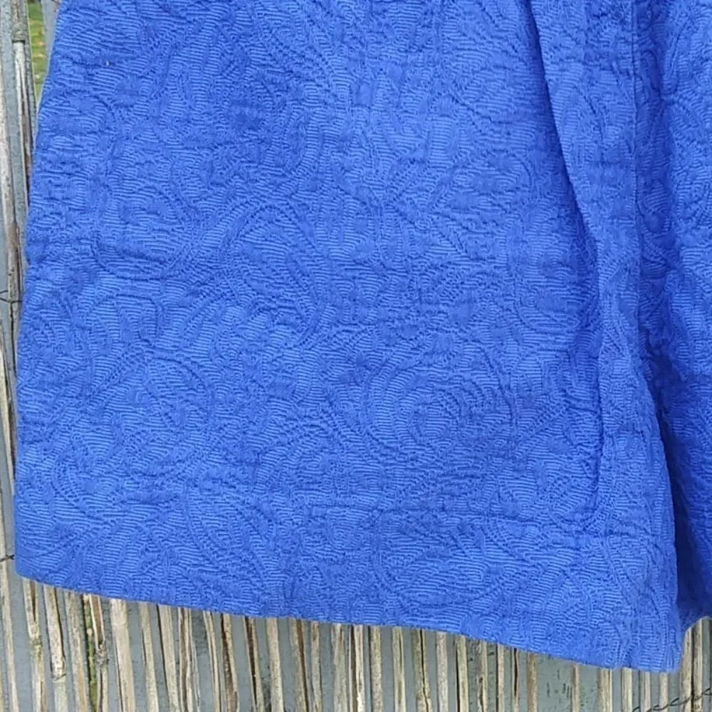 J. Crew Textured Blue Boardwalk Shorts - Elastic Waistband - 2